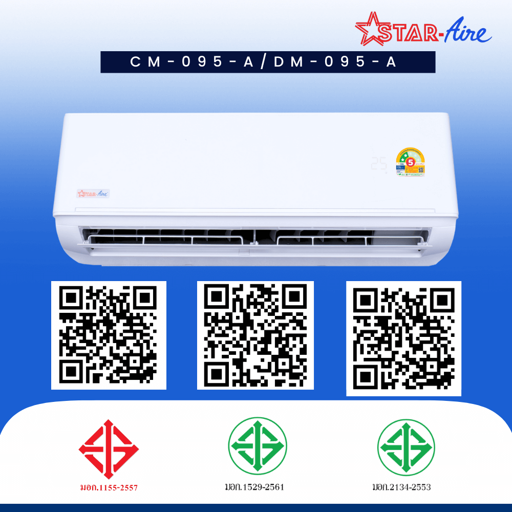 แอร์ผนัง สตาร์แอร์ รุ่น CM-095A/DM-095A 9,500 บีทียู_2